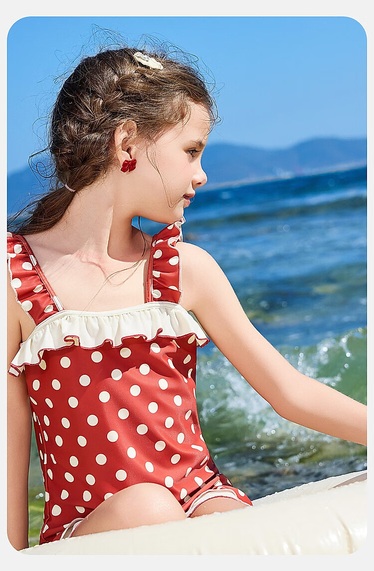 ASK JUNIOR Kids Sunscreen Swimsuit Summer Girls Teen Hong Kong Style One-Piece Swimwear Youth Beach Vacation 160 6