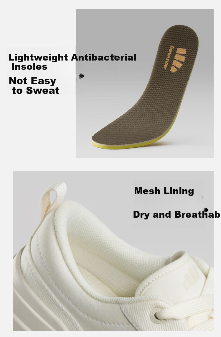 Beneunder Canvas Shoes, Women's Thick-Soled Sneakers, All-Season Cloud Shoes, White Sneakers, Height-Increasing Sandstone Shoes, CW695 14