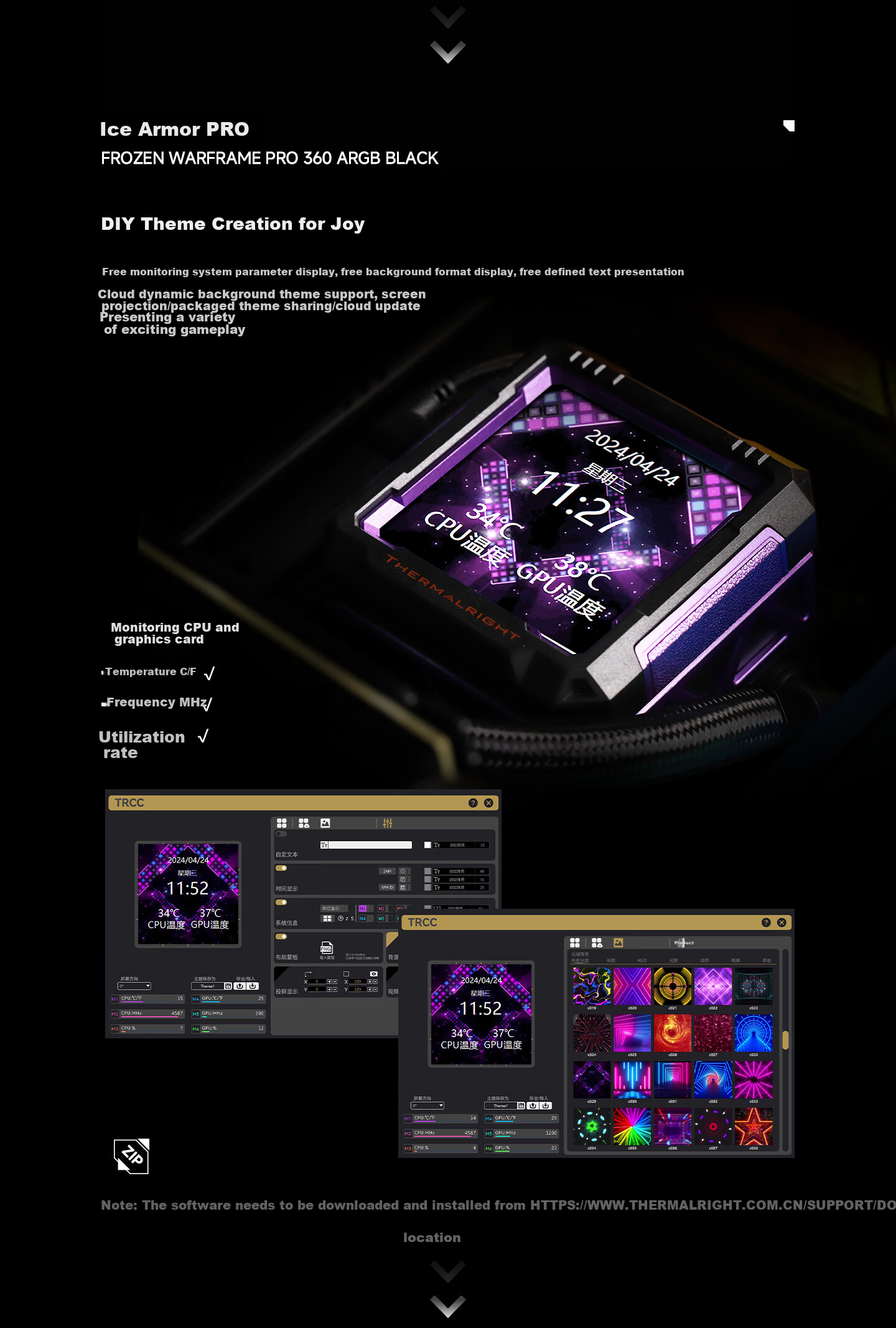 Thermalright FROZEN WARFRAME PRO 360 BLACK All-In Liquid CPU Cooler with IPS LCD Screen FW PRO 360 BLACK 8