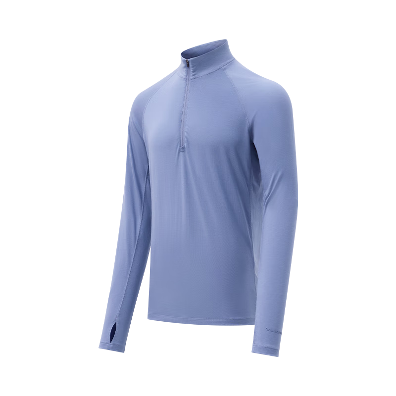 JD Original Autumn And Winter Deodorizing Wool Zipper Long-Sleeve T-Shirt for Men, Sports Outdoor Warm Top, Rock Blue, 3XL