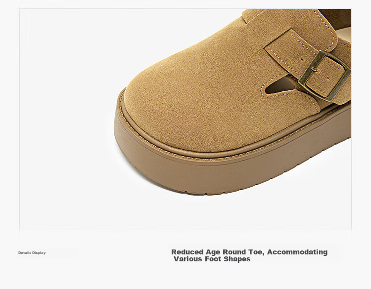 Westlink Bokken Women's Shoes, 2024 New Autumn Versatile Slip-On Retro Flats, Height-Increasing Thick-Soled Shoes, Khaki Color, Size 39 23