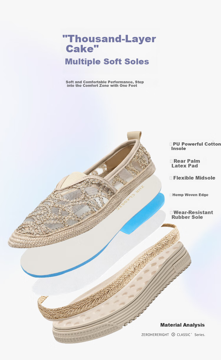 ZHR Fisherman Shoes for Women, Breathable Mesh Casual Fabric Shoes, Versatile Comfortable Thick-Soled Flats, M626 Gold, Size 37 4