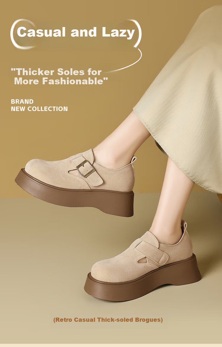 ZHR Retro Birkenstock-Style Shoes for Women, Thick-Soled Height-Increasing Full-Coverage Casual Shoes, Versatile Slip-On Flats AB67F Khaki 39 1
