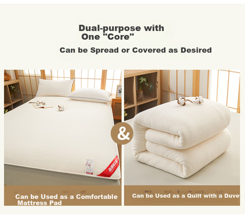 KING SHORE Xinjiang Cotton Mattress Pad, Thickened Double Bed Mat, Foldable Quilt, 150*200cm 3