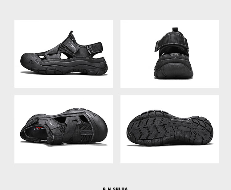 Bull Family Baotou Men's Summer Breathable Hollow Beach Sandals Outdoor Casual Sports Creek Shoes Men's Hole Shoes 31