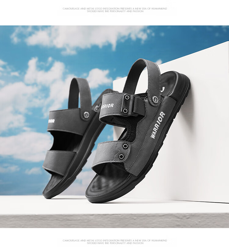 Huili Men's Shoes, Summer New Style Sandals, Soft-Soled Casual Versatile Slippers, Dual-Use Shoes for Men, 1329 Gray-Black, Size 41 14