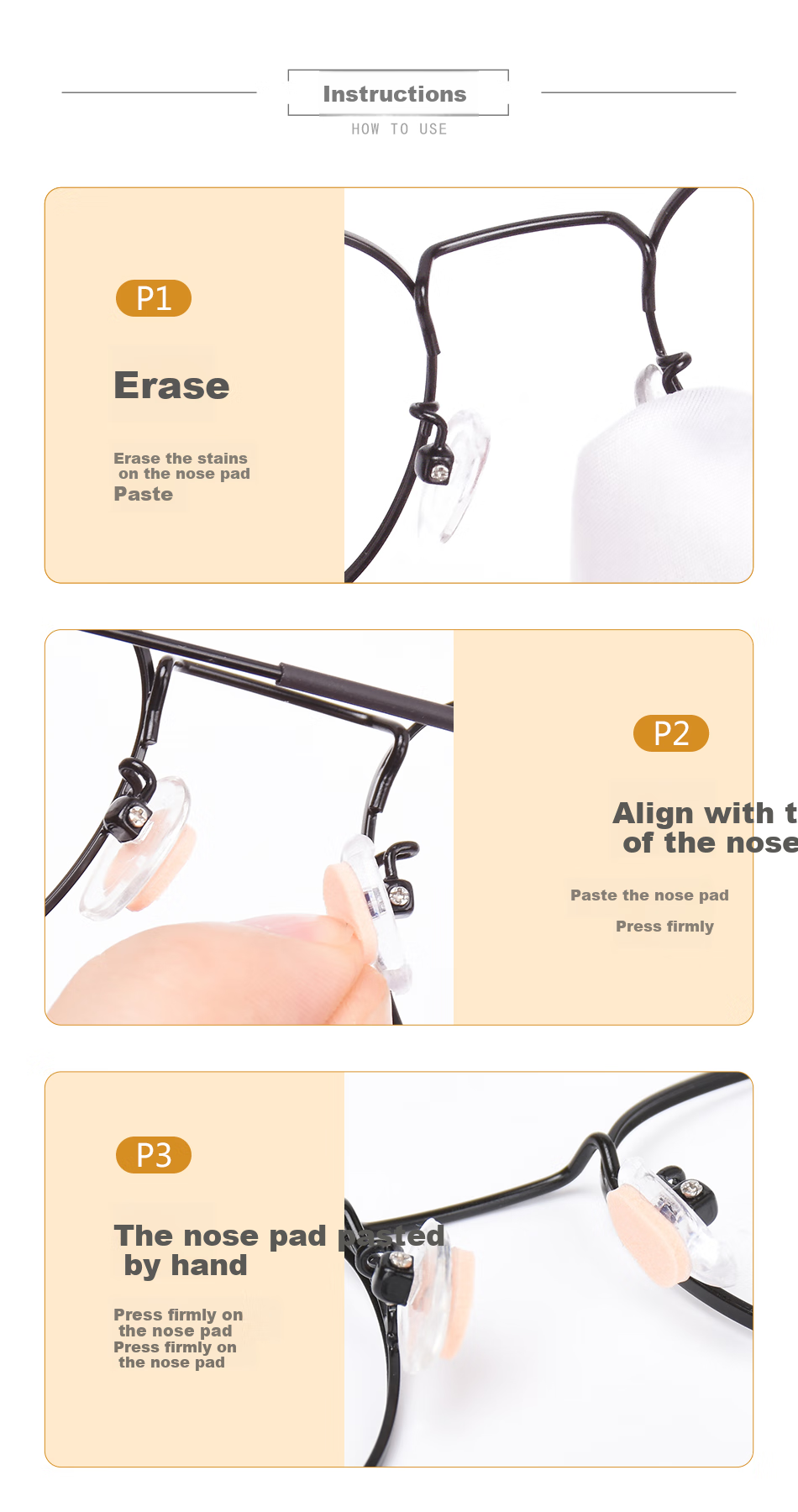 SooGree Glasses Anti-Slip Nose Pads, Sponge Fixing Device Accessories, Nose Sleeves, High Adhesive Pads, Pressure Relief Marks, Heightening, Anti-Fall 7