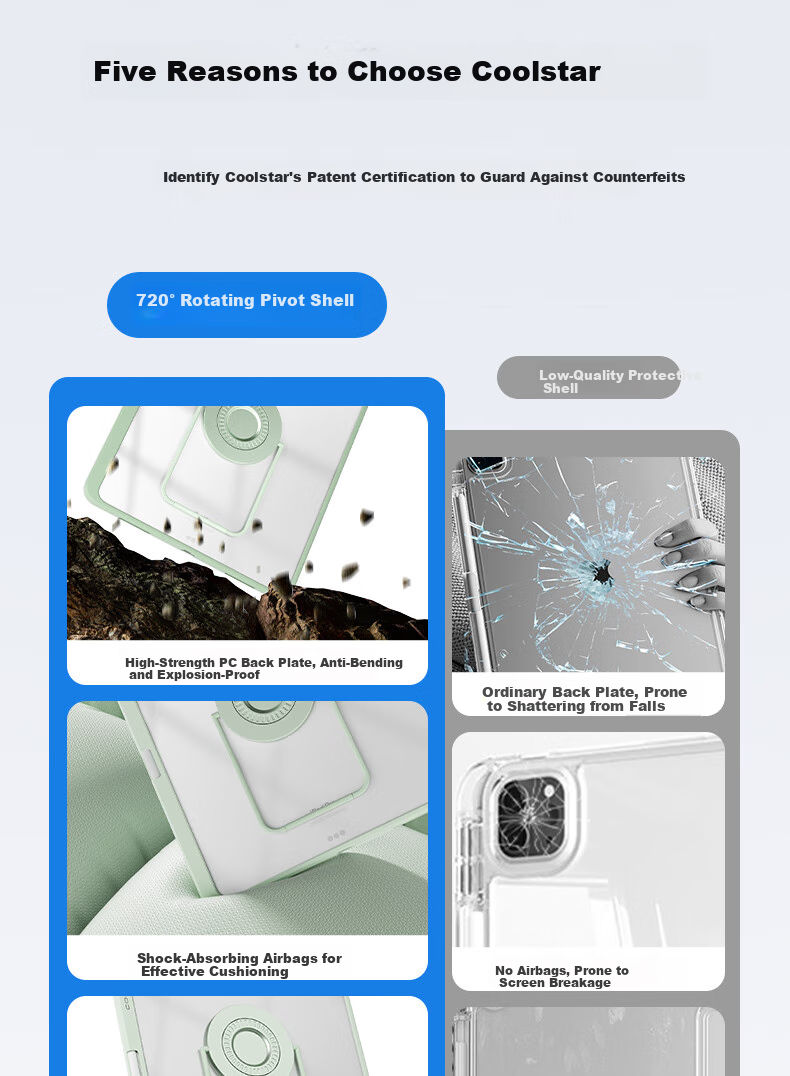 COOLSTART IPad 12/11/10 Generation Support Case, 2025 A16 Protective Cover, Shockproof Full Coverage with Rotating Stand, 10.9/11 Inch, Mint Gree 4