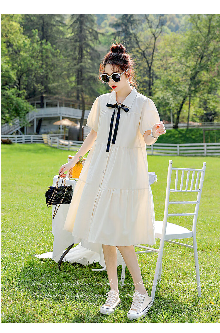 JOYNCLEON Maternity Summer Nursing Dress Short Sleeve Loose Long Dress Apricot M Jly156791 18