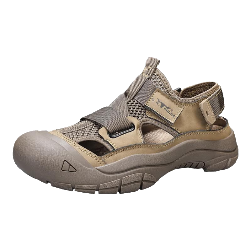 Bull Family Baotou Men's Summer Breathable Hollow Beach Sandals Outdoor Casual Sports Creek Shoes Men's Hole Shoes