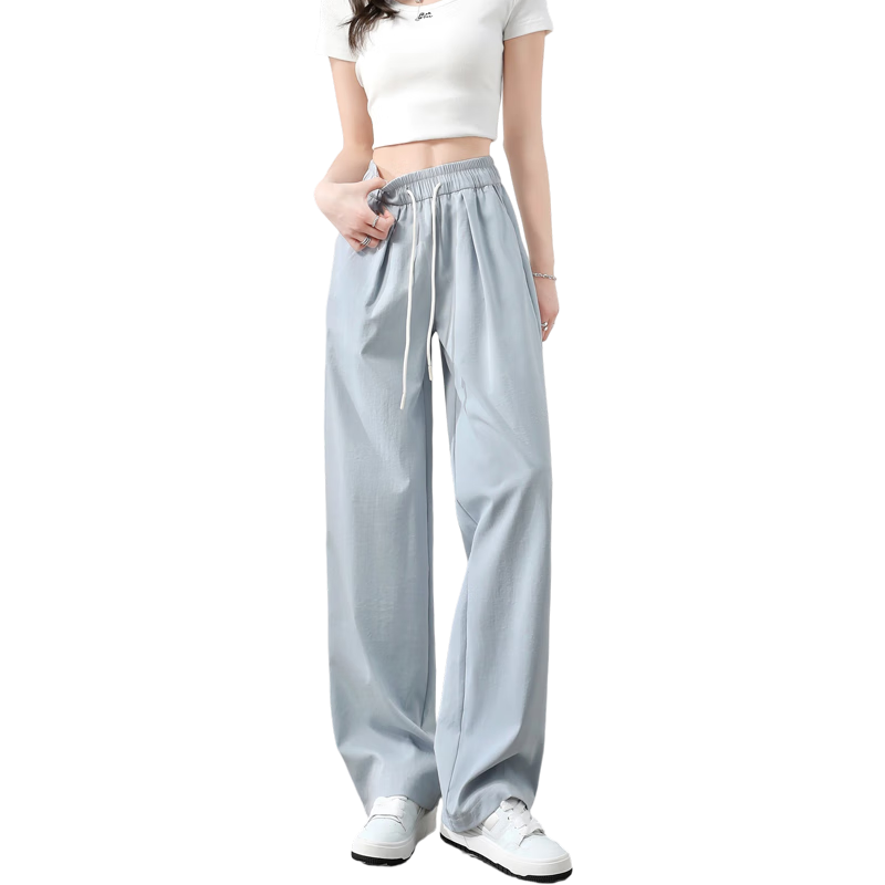 Ziyouxi Wide-Leg Pants for Women, Summer Lightweight 2026 New Style, High-Waisted Slimming Loose Draping Dopamine Straight Casual Trousers