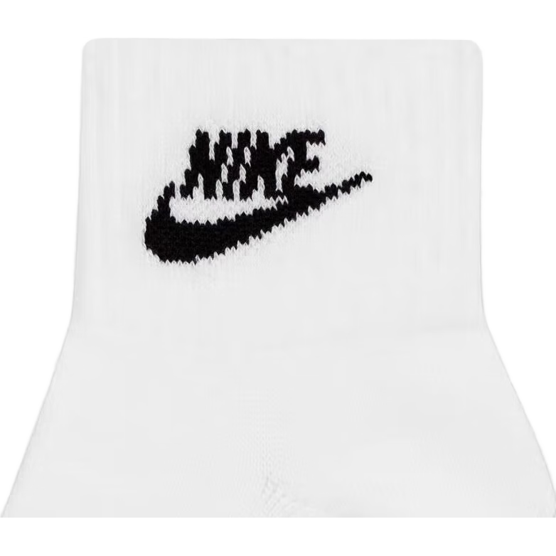 NIKE Men's And Women's Socks, Sweat-Wicking Breathable Sports Socks, Short Socks Three-Pair Pack DX5074-101 White L