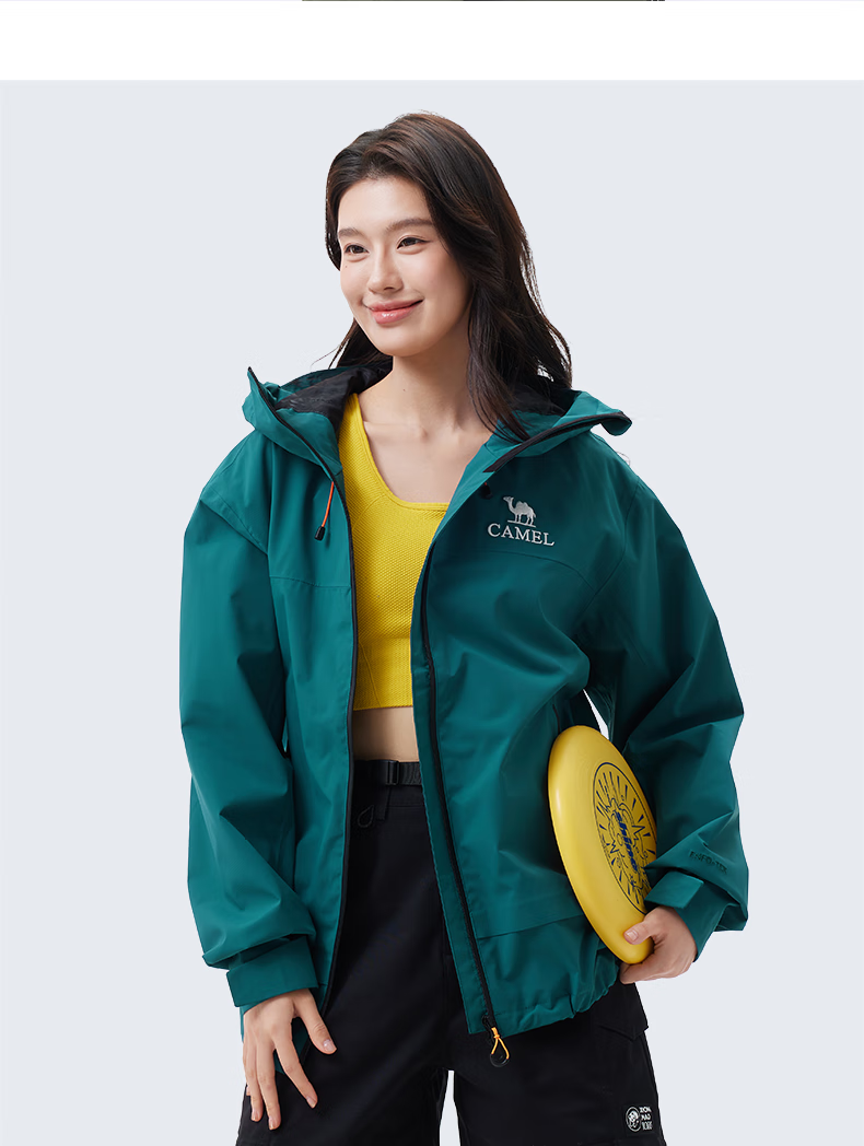 CAMEL Unisex Spring Autumn Hooded Loose-Fit Three-Proof Casual Short Jacket 734CATG621 20