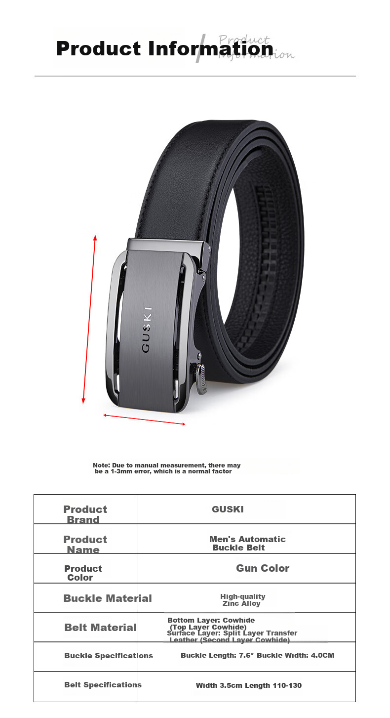 GUSKI Brand Men's Leather Belt with Automatic Buckle, High-End Business Waistband in Gift Box, Birthday Present for Boyfriend Or Husband 13