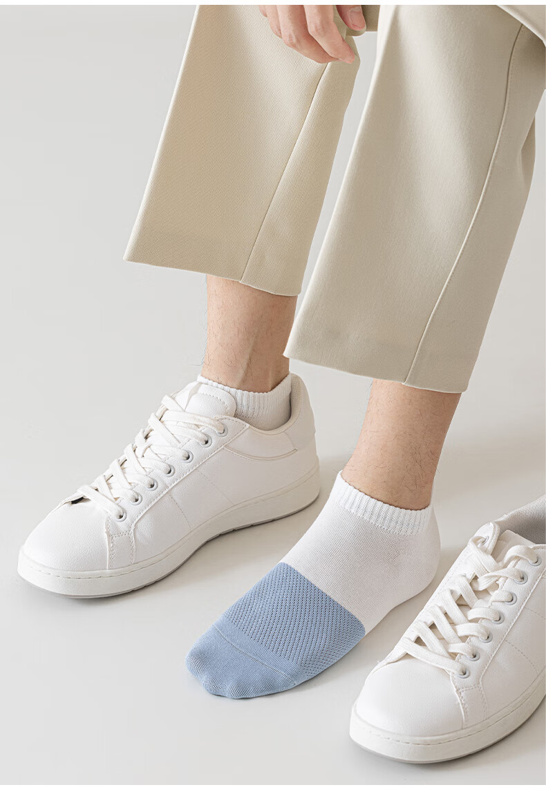 Mianmanman Summer Thin Socks for Men, Mesh Breathable Short Socks, Xinjiang Cotton Antibacterial Deodorant Contrasting Color Low-Cut Ankle Socks, 10 Pairs 15