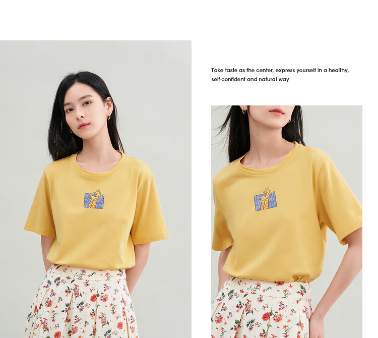 INMAN Women's 2025 Summer Embroidered Comfortable Simple Pullover Loose Fit Cotton Short Sleeve T-Shirt Sakura Pink S 10