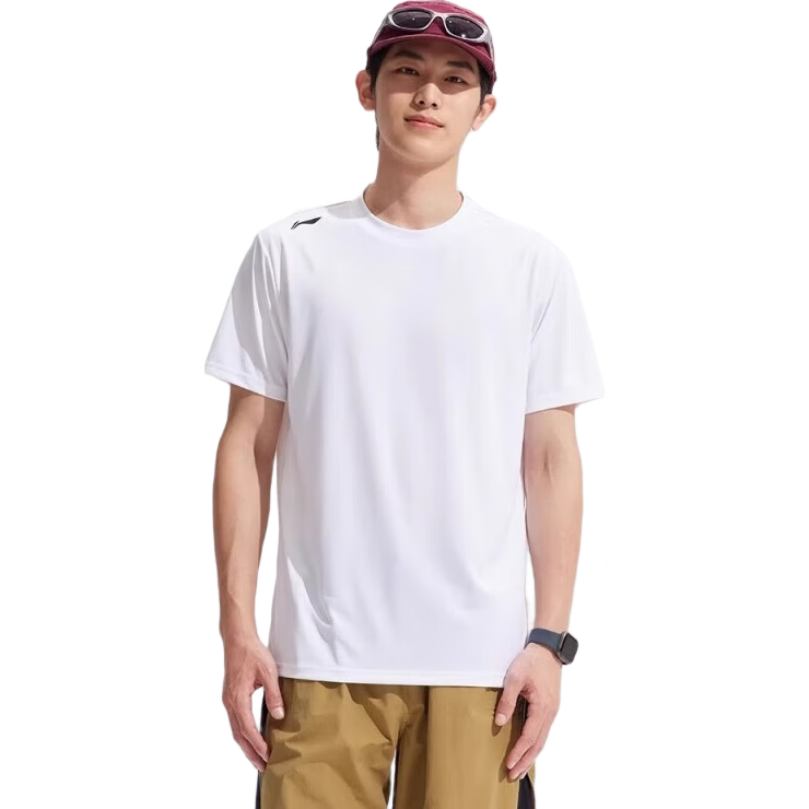 Li-Ning Quick-Dry Short-Sleeve T-Shirt for Men, Summer Running Fitness Sports Wear, Moisture-Wicking Breathable Ice Silk T-Shirt, Training Top