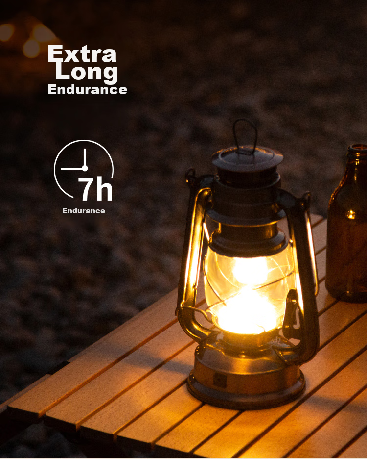 WhitePeak Outdoor Camping Light, Retro Lantern with Handle, Two-Level Adjustable Hanging Lamp, Battery-Powered, Random Color 6