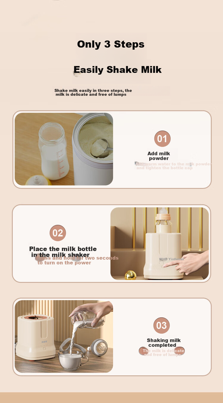 Beingmate Baby Milk Shaker, Electric Infant Formula Mixer, Portable Milk Preparation Device, Smart Adjustable Fully Automatic Milk Shaker 7