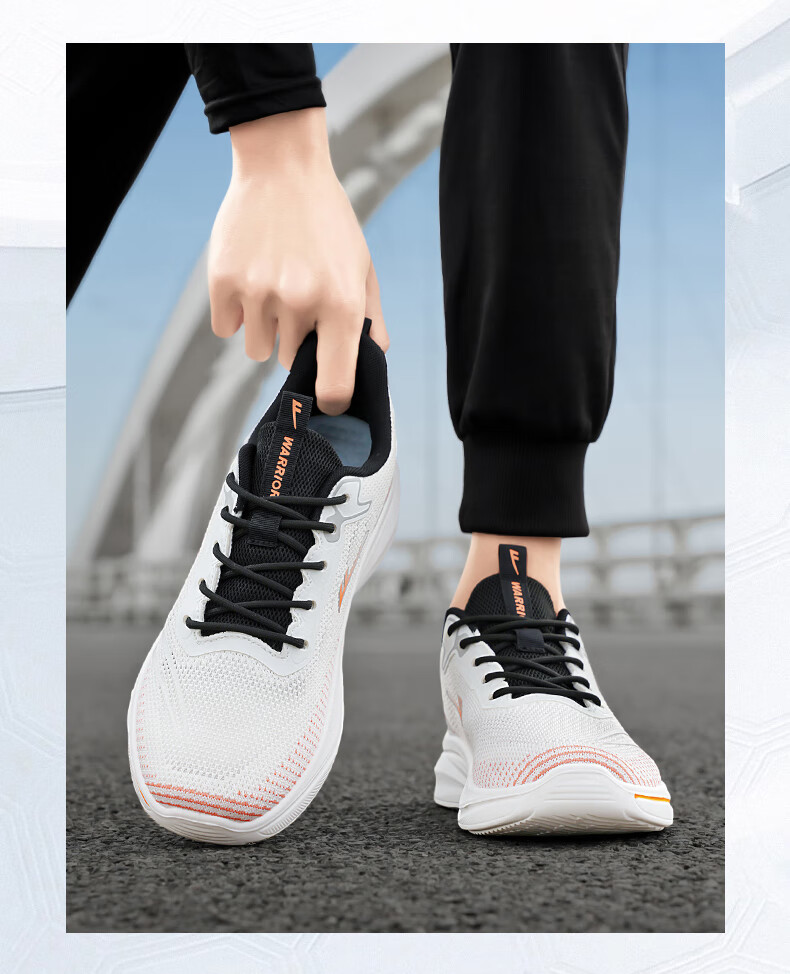 Warrior Men's Sports Shoes Lightweight Breathable Running Shoes Casual Soft Elastic Sneakers White Orange Size 39 13
