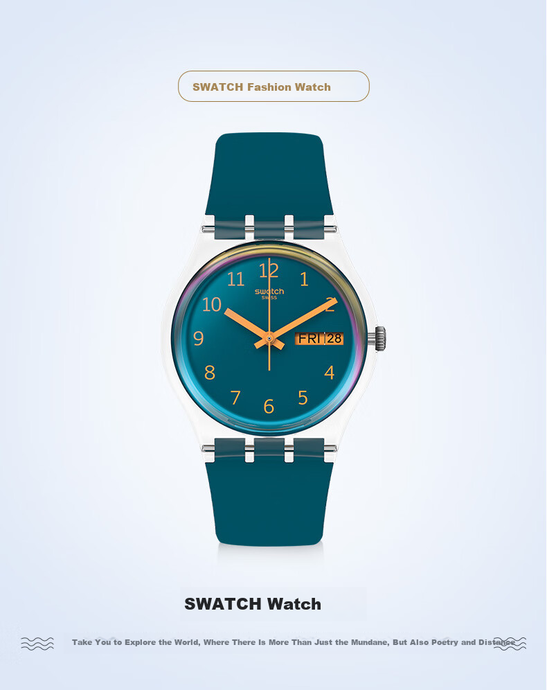 Swatch Swiss Watch, Calendar Watch for Middle And High School Exams, Original Series Men's Quartz Watch, Graduation Gift, Blue Horizo 1