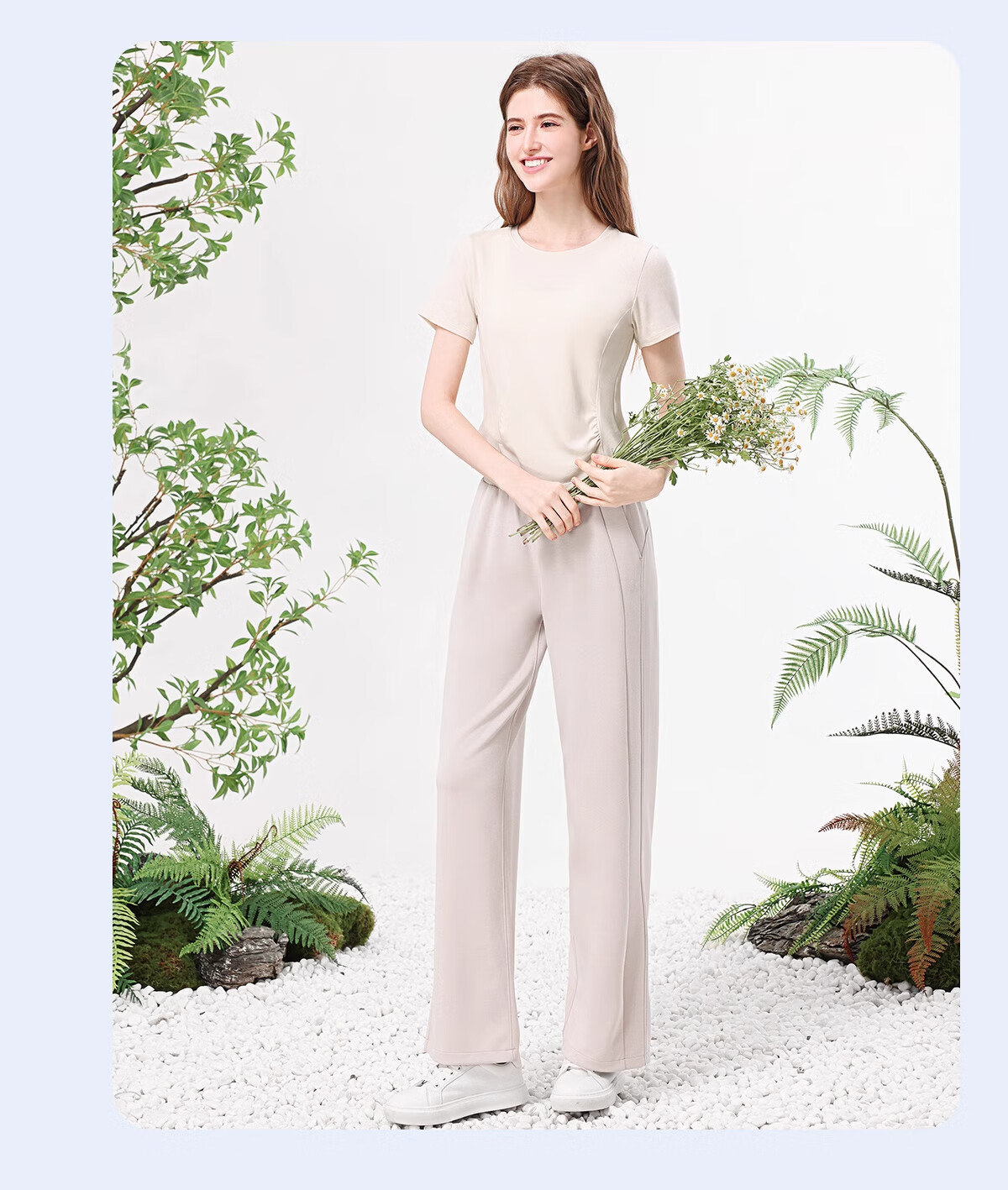 CAMEL Women's Casual Pants for Spring, Yoga Fitness Leggings, Breathable Height-Increasing Loose Straight-Leg Knitted Sweatpants, Size L 15