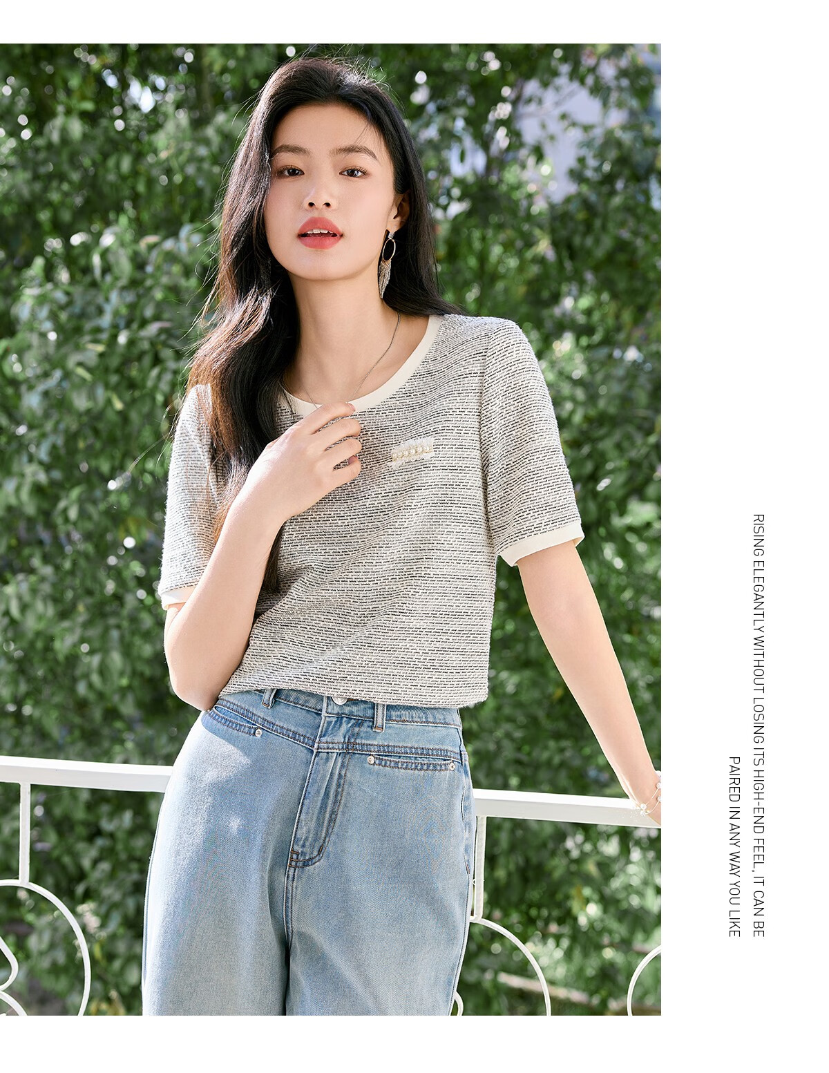 Taxiang Long-Sleeve T-Shirt for Women, Round Neck, Chanel-Style, Regular Shoulder Top, Versatile Design Long-Sleeve Base Shirt, Women's T53T031 16