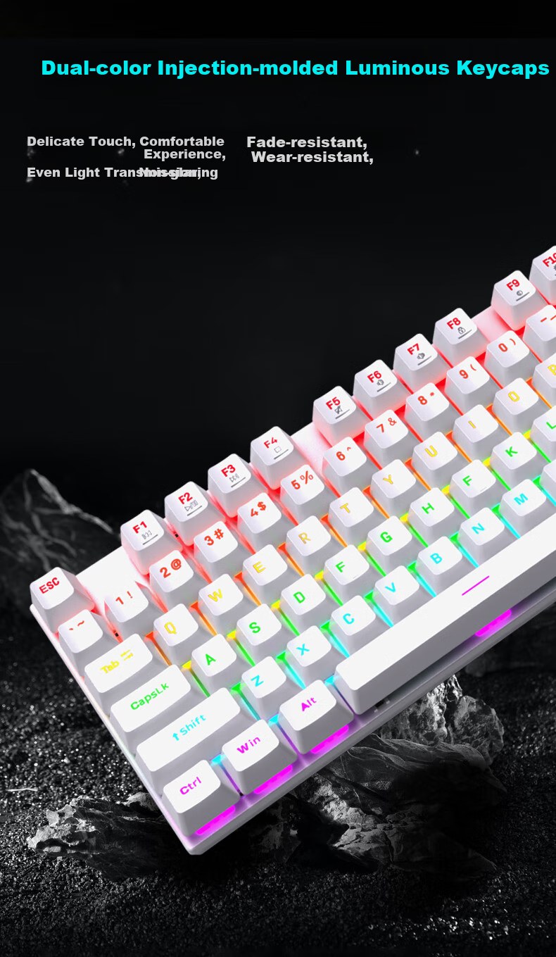 Aigo DK104 Mechanical Keyboard And Mouse Combo Wired Plug-And Gaming Office Keyboard And Mouse Set Full Anti-Ghosting RGB Lighting Black Red Switch 7