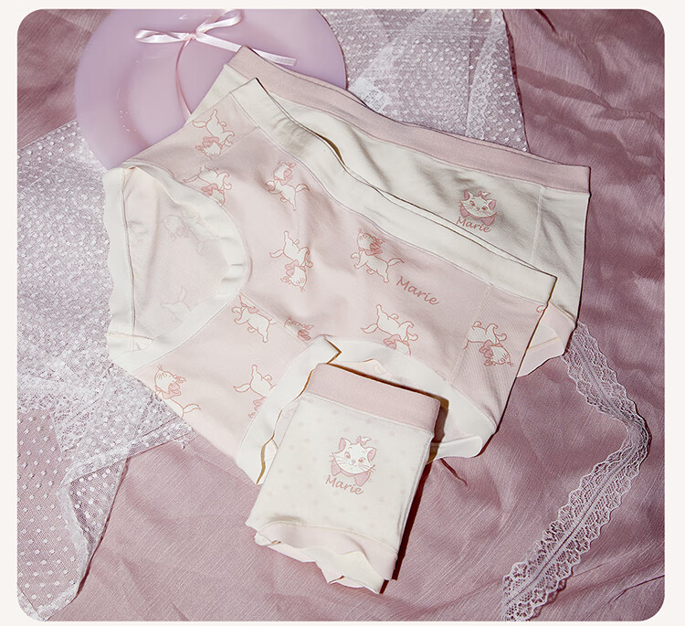 Gukoo Modal Women's Underwear Spring Summer Marie Cat Collaboration New Pure Cotton Crotch Ladies Underwear Set L 17