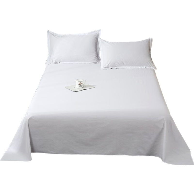 YALU&FREEDOM White Bed Sheet, Large Single Bed Sheet, Single Piece Military Training Dormitory Bedding Sheet, Bed Cover for Single Person, 160*230cm