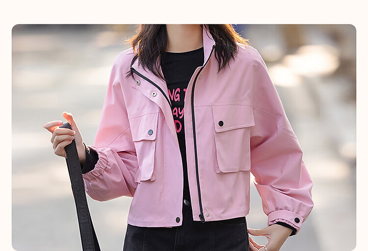 Dme [Nordic Cotton Triple Protection System] Spring Urban Light Outdoor Large Pocket Elastic Waist Drawstring Sleeve Short Women's Jacket 4