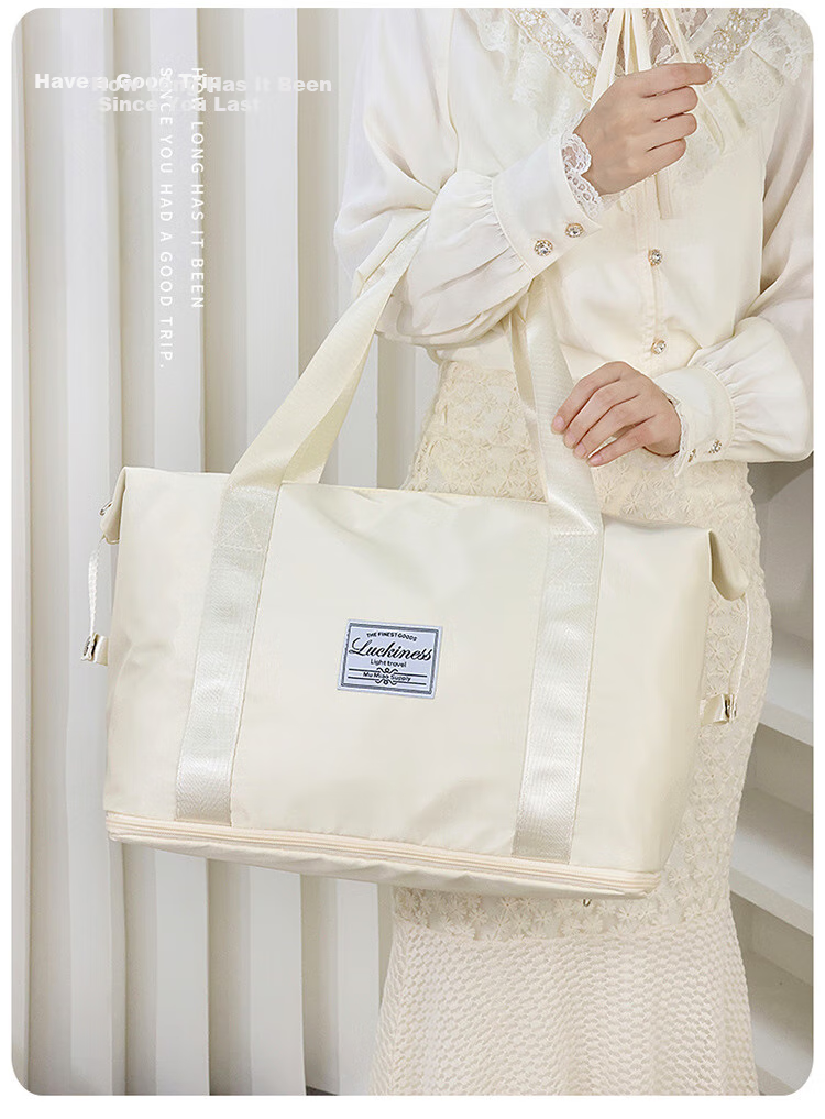 QDZX Oxford Cloth Travel Bag, Large Capacity Luggage Bag, Wet And Dry Separation, Swimming Sports Fitness Maternity Bag, Off-White, 1 Piece, 094 2