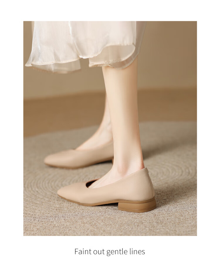 ZHR Women's Genuine Leather Vintage Casual Flats Soft Sole Low-Cut Shoes AH582 Beige Size 39 14