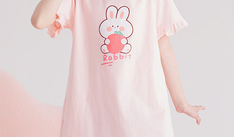 DEESHA [7A Antibacterial] Girls' Nightgown, Princess Style, Pure Cotton, Lightweight And Breathable, for Summer, Suitable for Older Children, One-Piece Dress 5