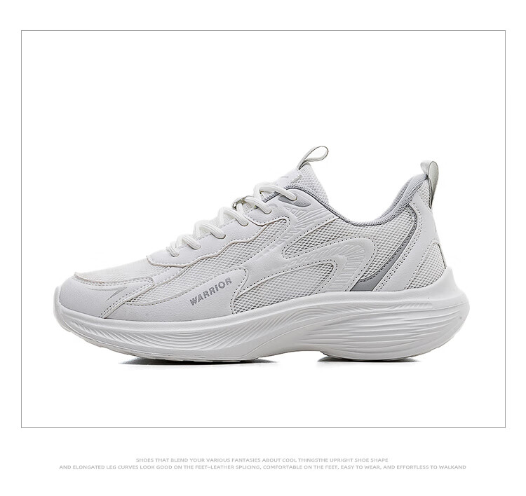 Warrior Official Men's Sports Shoes 2026 Spring New Trendy Thick-Soled Height-Increasing Shoes for Men White Gray Size 40 14