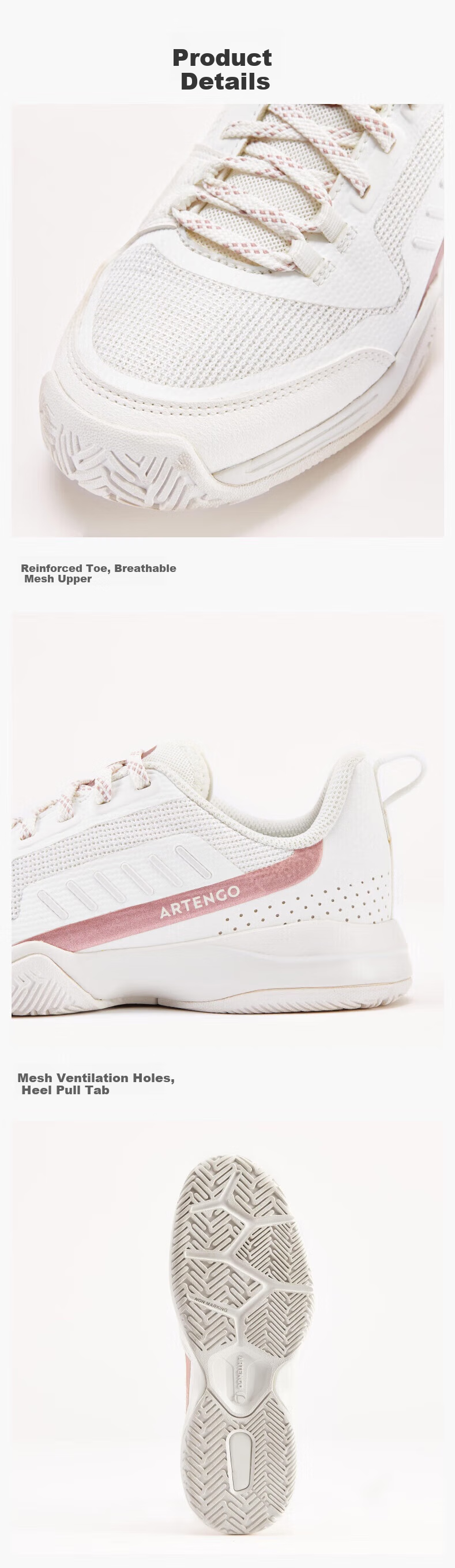DECATHLON Children's Sports Shoes, Boys' Tennis Shoes, Kids' Shoes IVE1 Cherry Blossom Pink (Lace-Up Style) 35-4013120 3