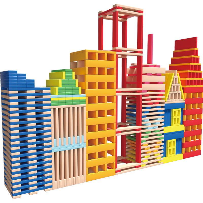 Fuhaier Solid Wood 500-Piece Building Blocks Set Educational Toy for Boys Girls Kindergarten Preschoolers Birthday Gift