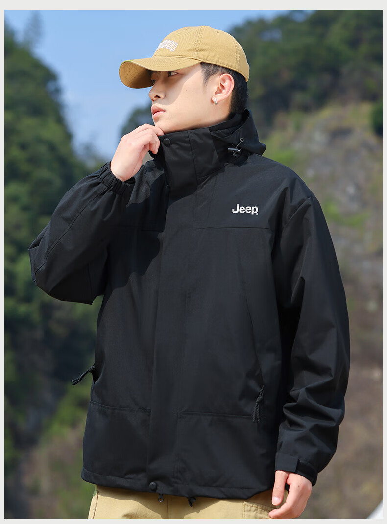 JEEP Three-In Windproof Mountaineering Jacket for Men, Spring And Autumn Outdoor Two-Piece Set 10