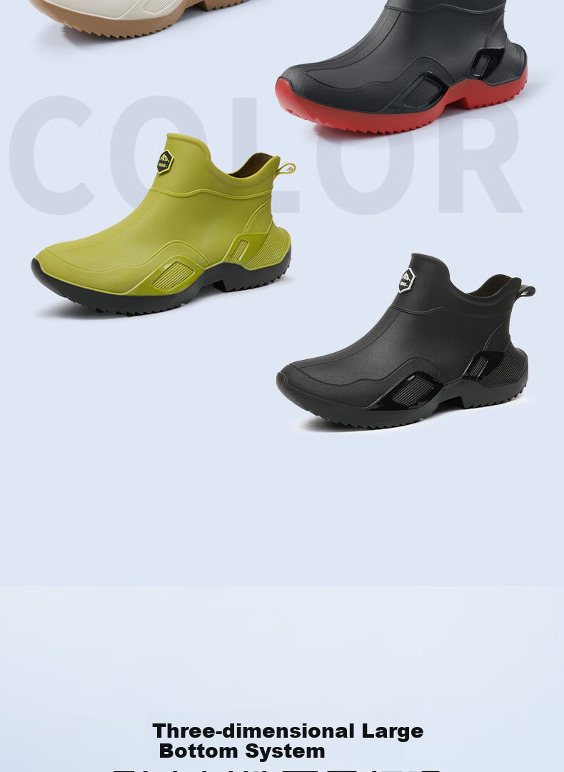 Lanoudun Men's Short Rain Boots, Beach Combing Waterproof Shoes, Non-Slip Fishing Shoes, YX1039 Size 42 5