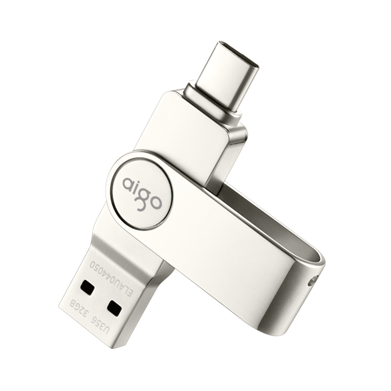 Aigo 32GB Type-C USB3.2 Mobile Flash Drive U356 Cool High-Speed Version Silver Dual Interface for Phones And Computers