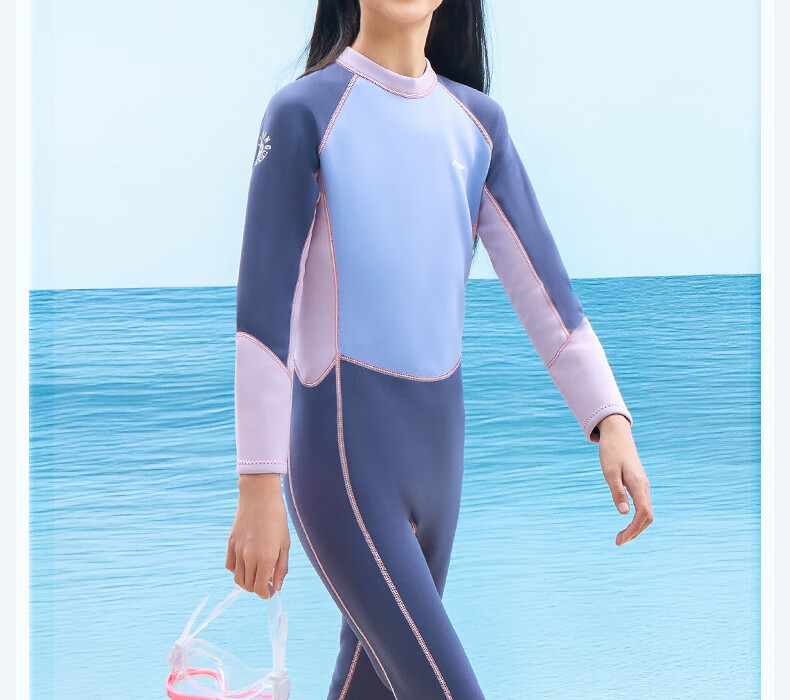 Li-Ning Children's Swimsuit, Girls' Long Sleeve And Long Pants, Warm Professional One-Piece Surfing Suit, Diving And Swimming Equipment, 0081 Pink, Size 160 3