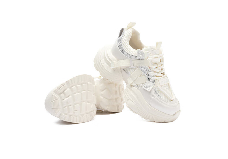 Josiny Thick-Soled Breathable Dad Shoes for Women, Spring Korean-Style Sneakers, Mesh Casual Shoes, Off-White, Size 36 19