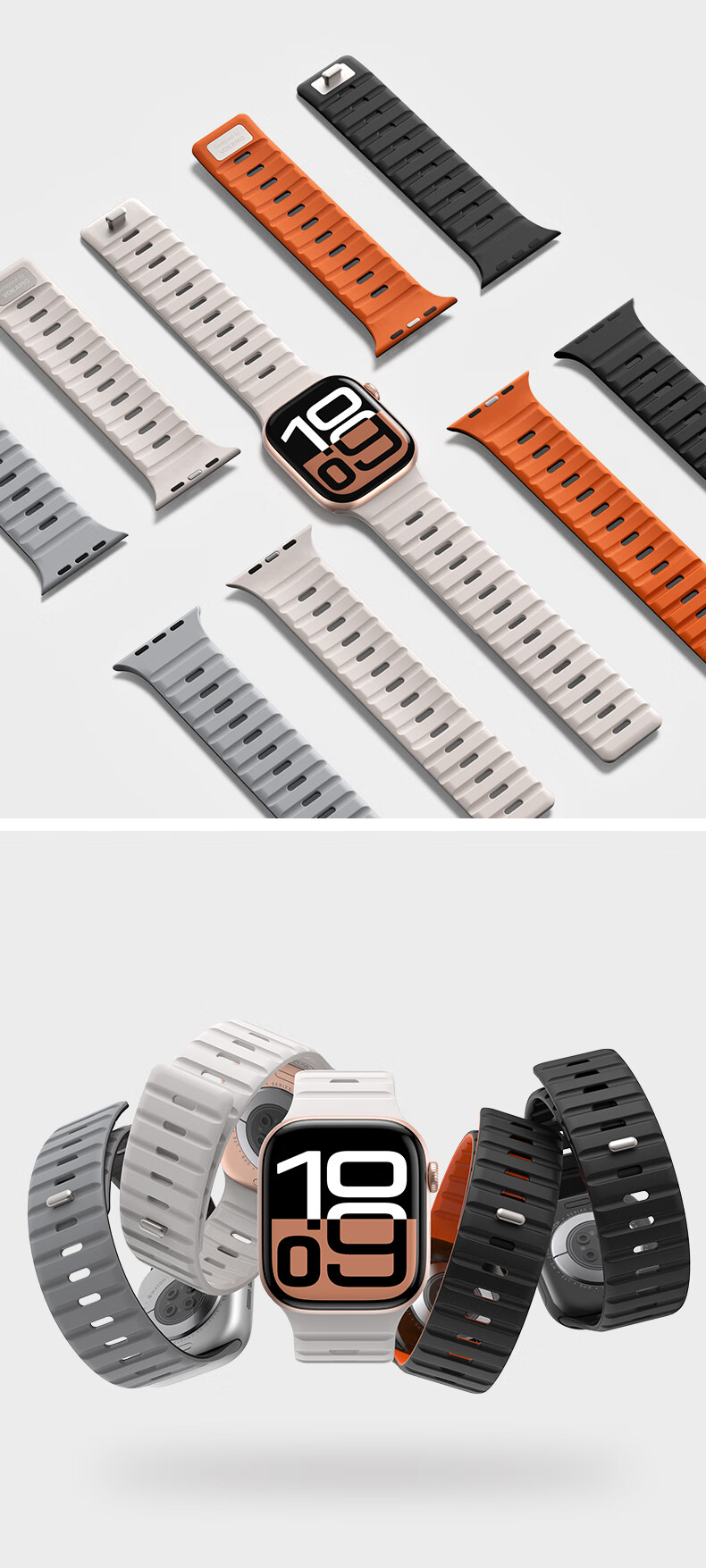 VOKAMO Minimalist Fashion Apple Watch Series 10/9/8/Ultra Magnetic Silicone Sports Band 44-49mm Unisex 2025 7