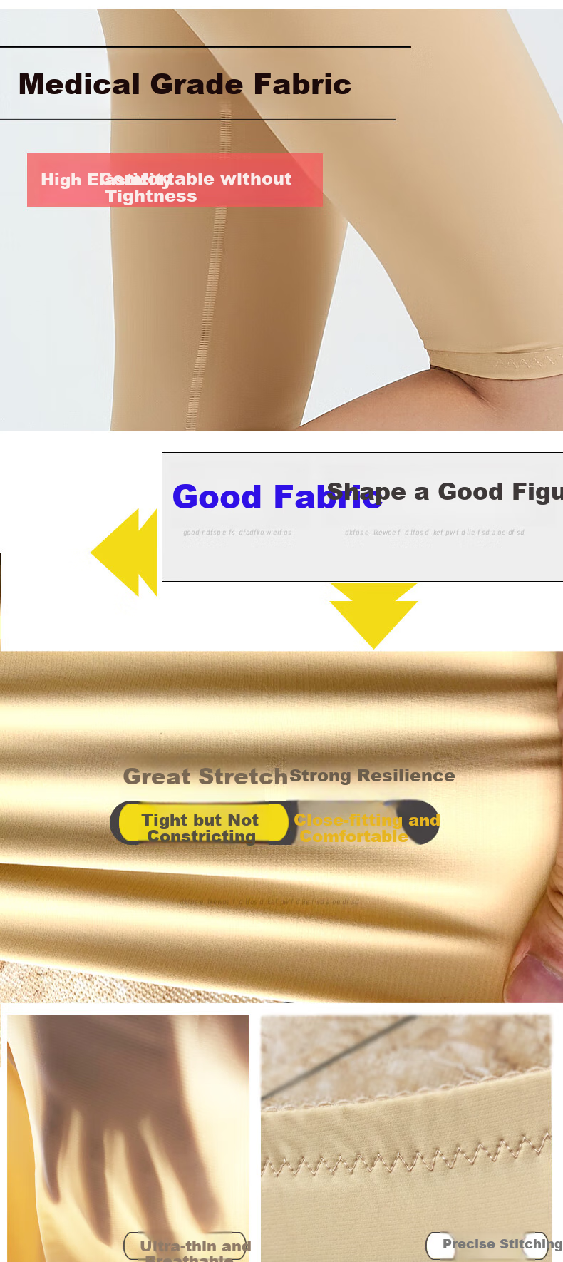Darenyouxi 26 New Shapewear Leggings, Slimming Body Shaper Pants, Post-Liposuction Shaping Tights, Black Knee-Length Shorts, Size S 5