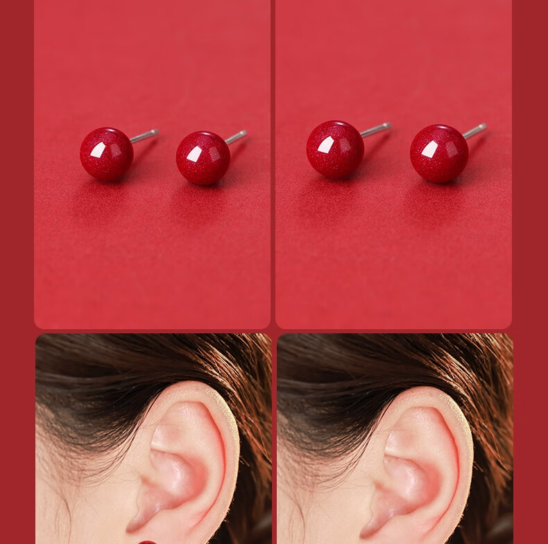GLTEN Cinnabar Pure Silver Stud Earrings for Women, New Style Ear Jewelry, Birthday Gift for Ladies, Anniversary Present for Girlfriend Or Wife 2