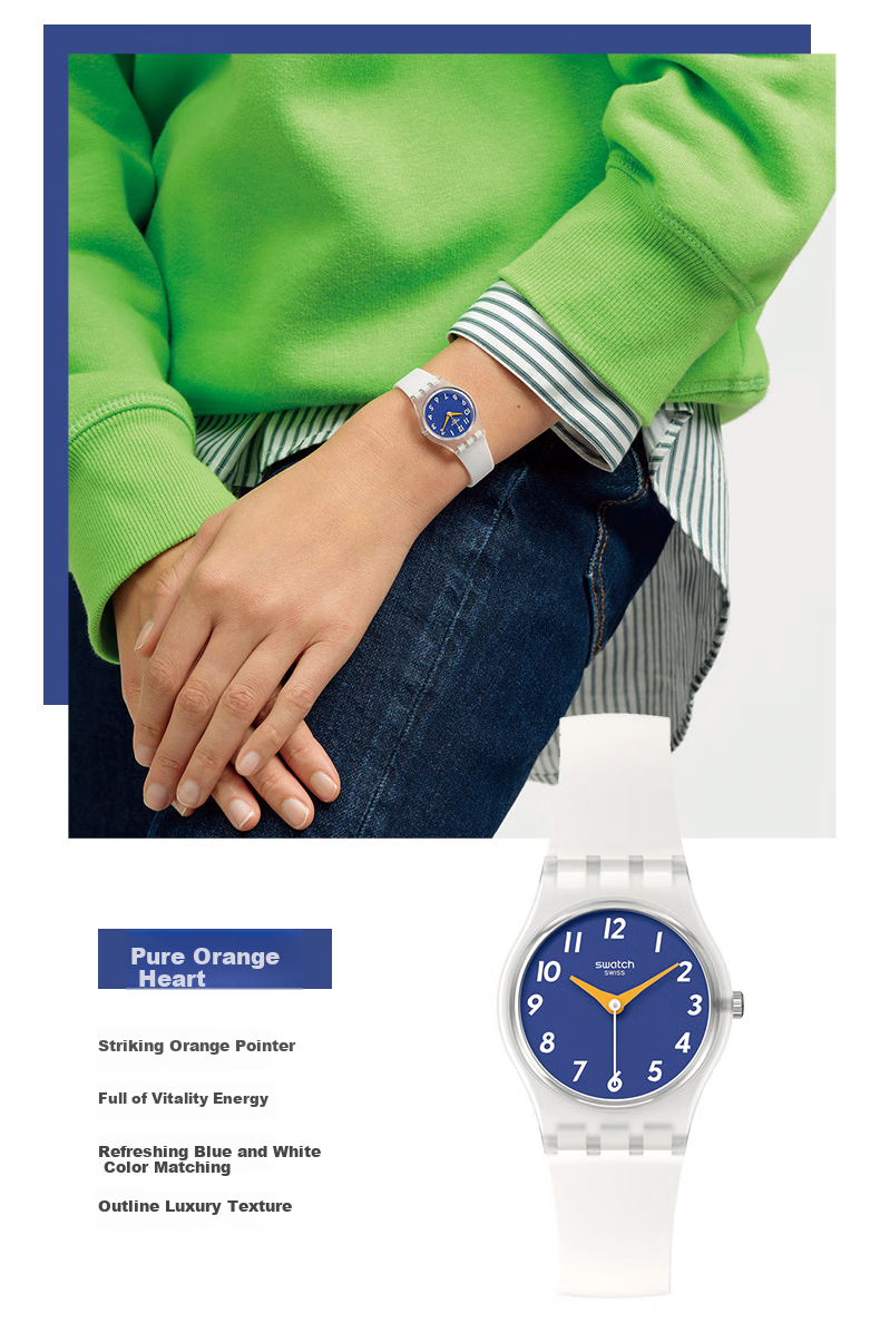 Swatch Swiss Watch, Compact Quartz Watch for Middle And High School Students' Exams, Gift for Girlfriend, Holiday Present, Sky Daw 2