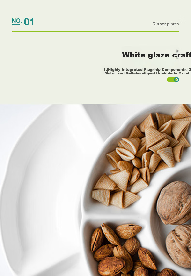 AOmeiyou Ceramic Plates, Divided Dining Plates, Low-Calorie Plates, Postpartum Meal Plates, Student Fast Food Plates, Braised Meat And Vegetable Plates, Dried Fruit And Fruit Salad Plates 3