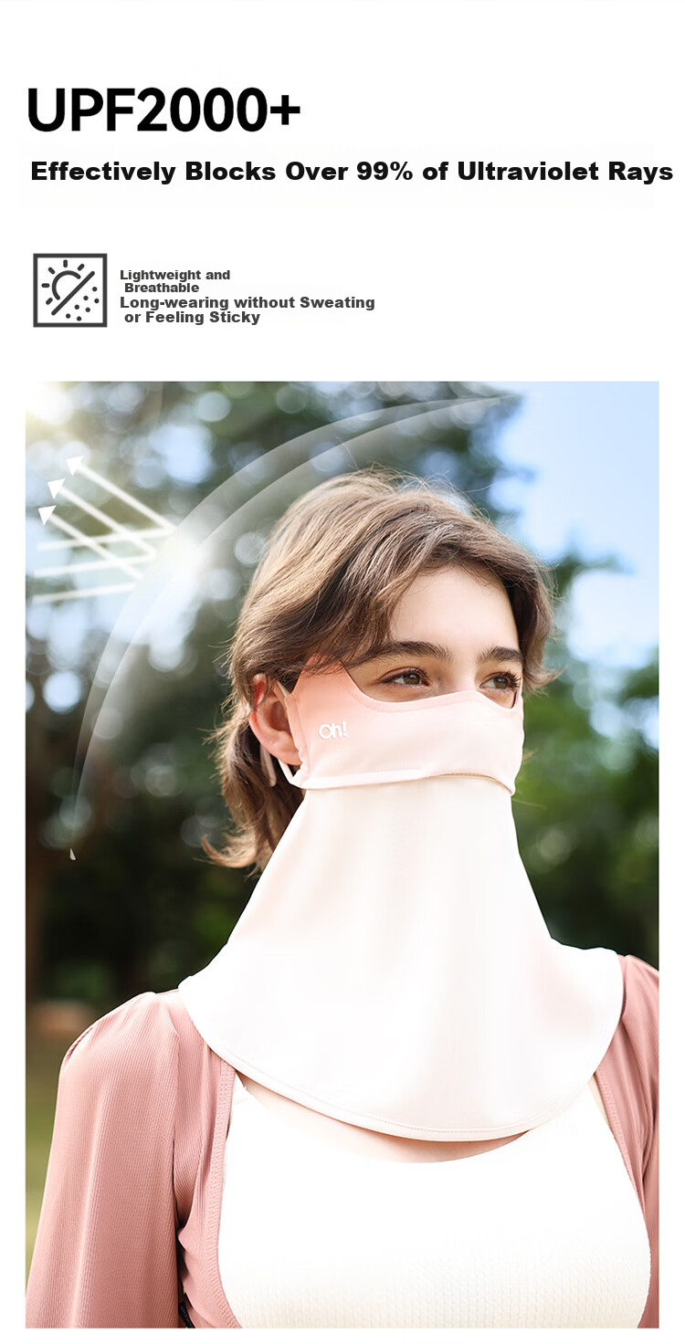 OhSunny Sun Protection Face Mask for Women, Dust-Proof And UV-Resistant, Eye Corner Protection for Men, Neck Guard Breathable Mask SLF3M172E Light Misty Blue 4