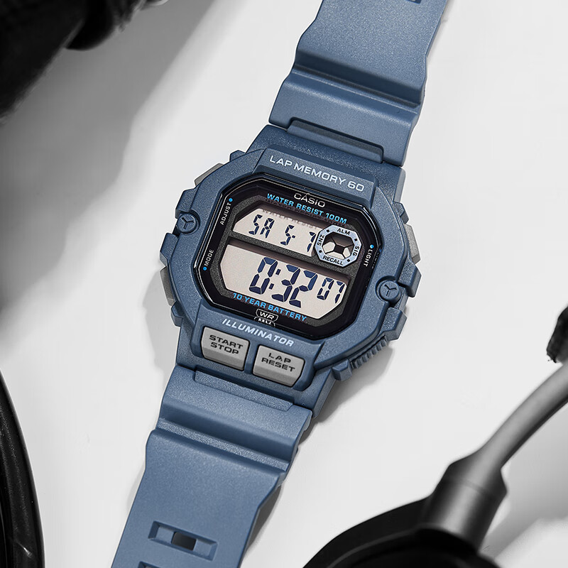 Casio Watch, Sports Square Dial, Retro Student Watch, WS-1400H