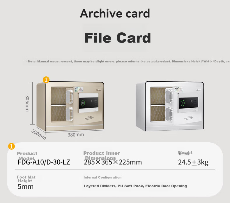 AIPU Home Safe Box with Fingerprint And Password, Anti-Theft Office Safe, Bedside Cabinet, Small All-Steel 3C Certified Financial Storage Box, Jingzhi Gao 40CM White 16
